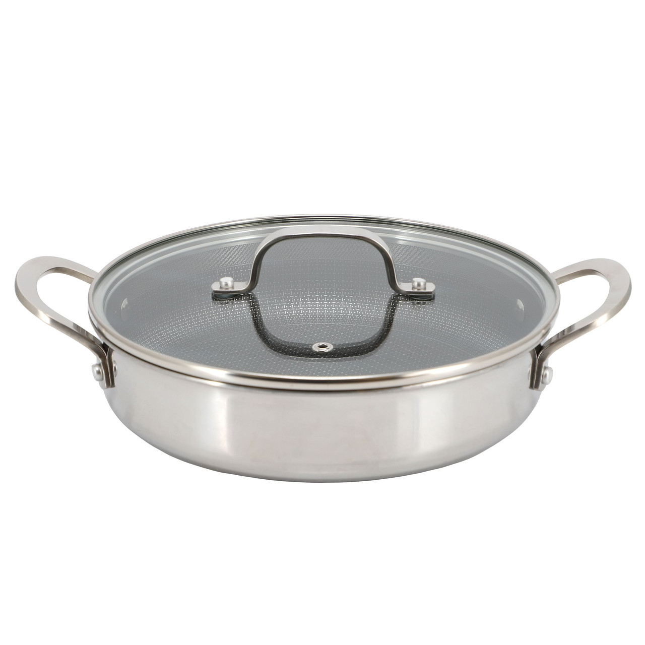 Better Chef 10 Inch 3-Ply Stainless Steel Nonstick Deep Fry Pan with Lid in Silver