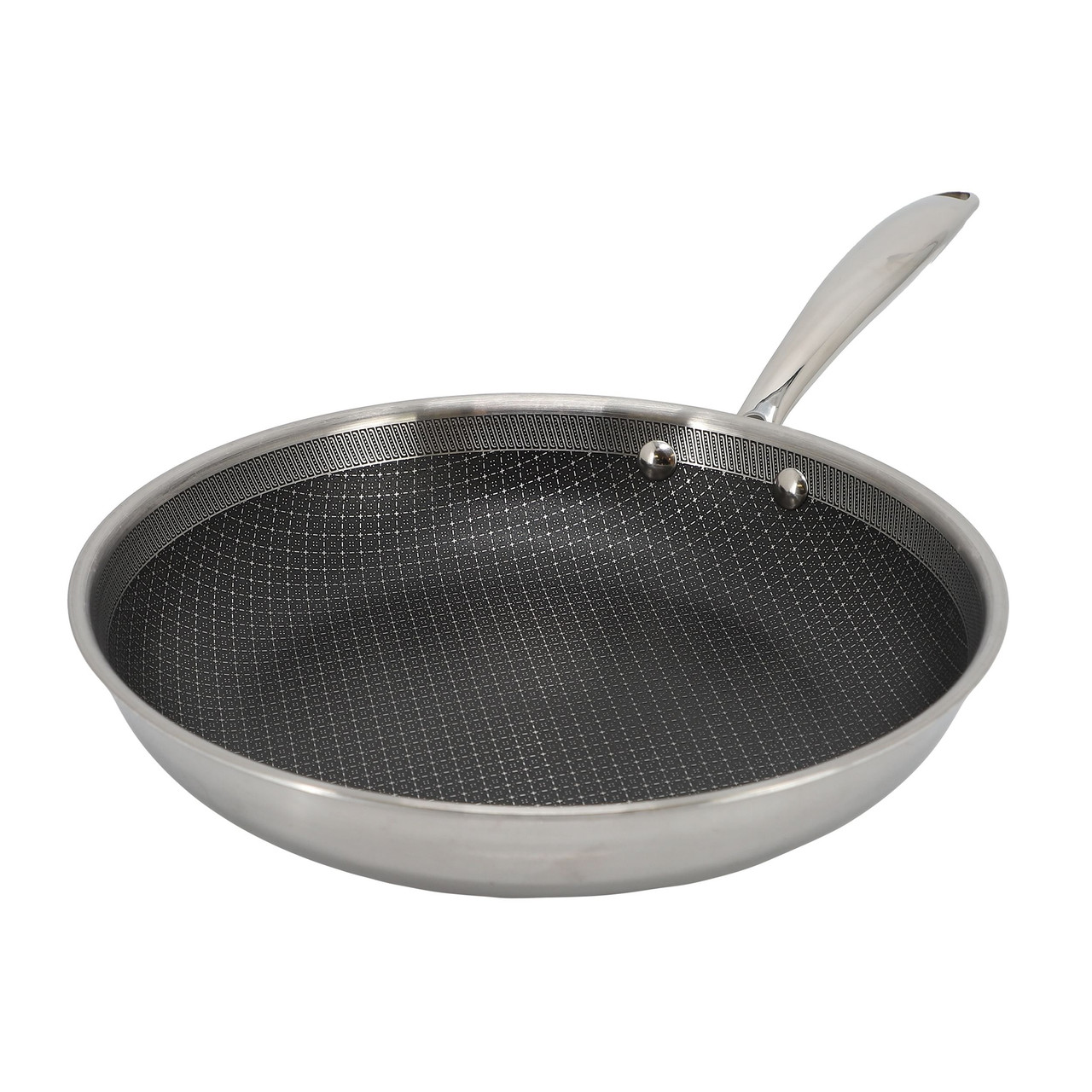Better Chef 12 Inch 3-Ply Stainless Steel Nonstick Fry Pan with Rolled Edge in Silver
