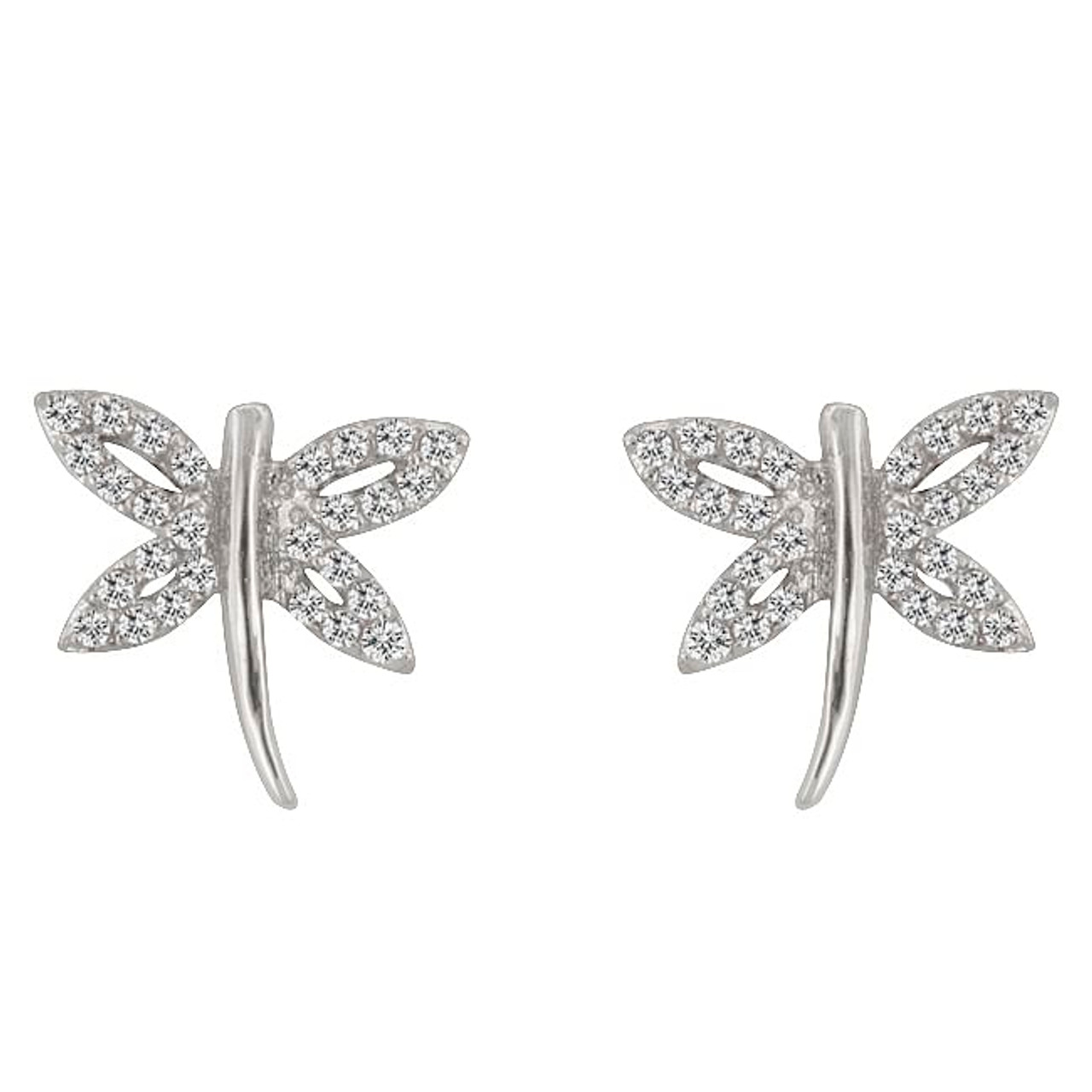 Cubic Zirconia Dragonfly Earrings