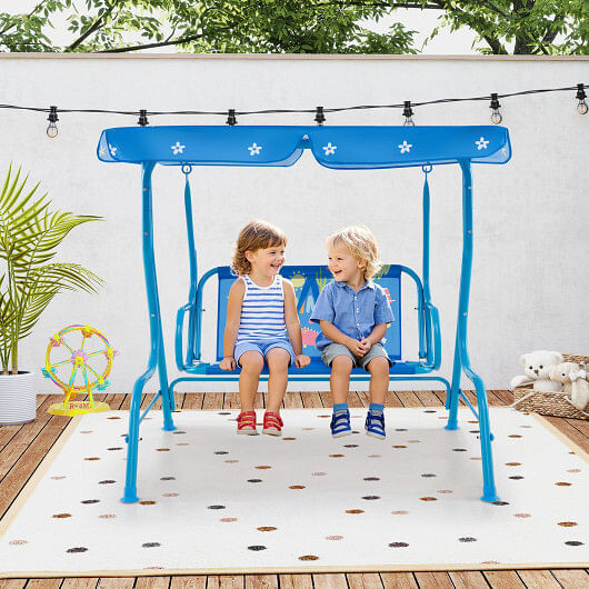2 Person Kids Patio Swing Porch Bench with Canopy B593-NP12221