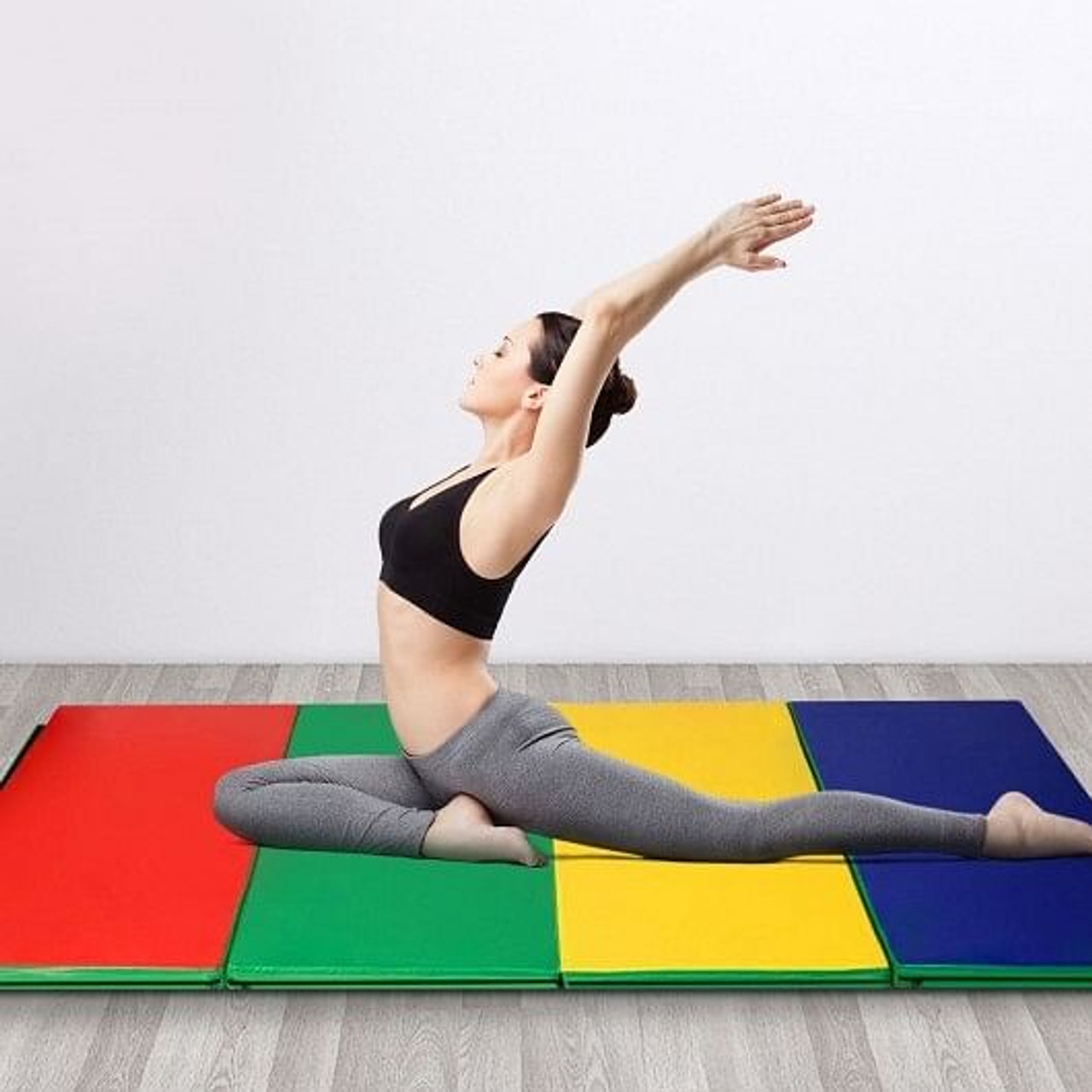 4 Feet x 10 Feet Thick Folding Panel Gymnastics Mat-Pink & Purple