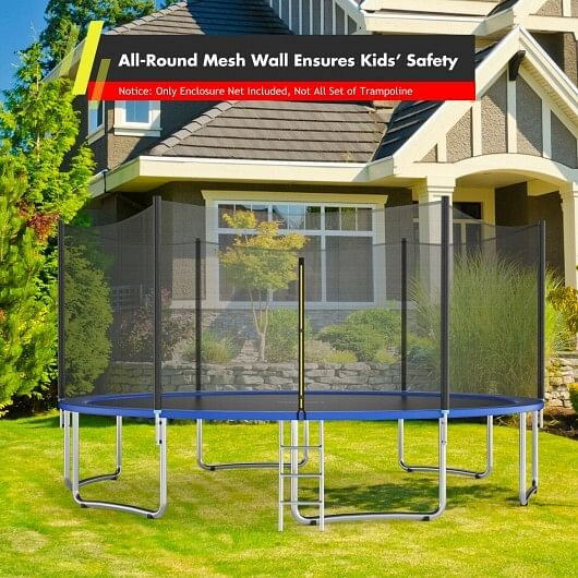Trampoline Replacement Protection Enclosure Net with Zipper-12 ft