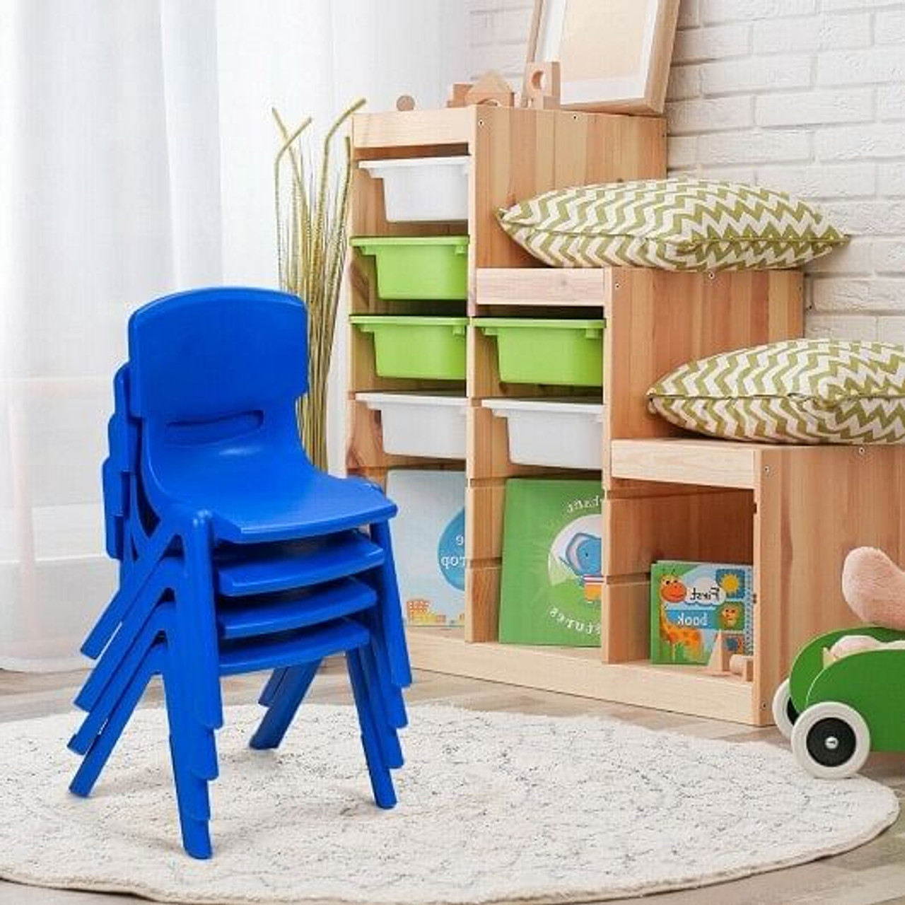 4-pack Kids Plastic Stackable Classroom Chairs-Red