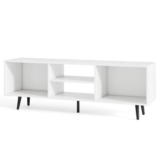 47.5 Inches TV Stand for 55-Inch TV with Compartments and Metal Legs-White