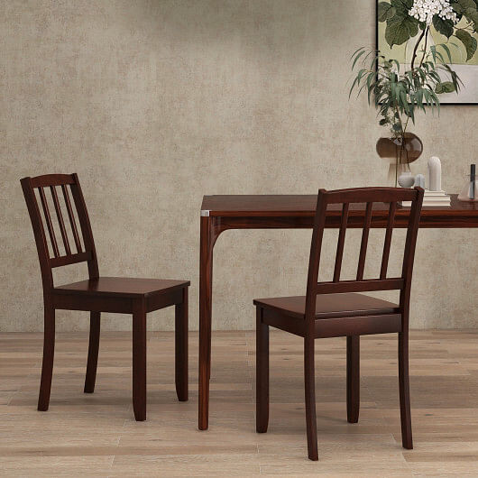 Wood Dining Chair Set of 2 with Rubber Wood Legs-White