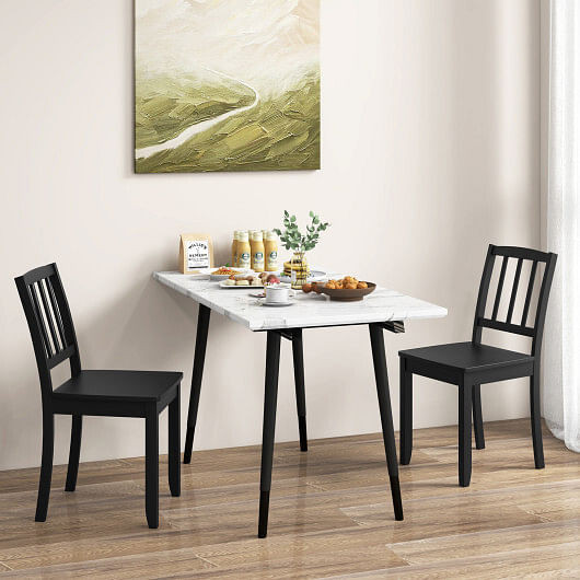 Wood Dining Chair Set of 2 with Rubber Wood Legs-White