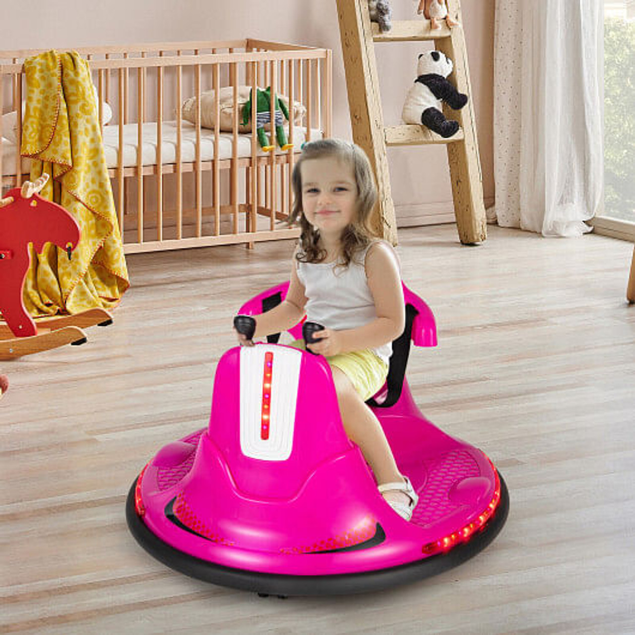 12V Kids Ride On Bumper Car with Remote Control Lights and Music-Blue