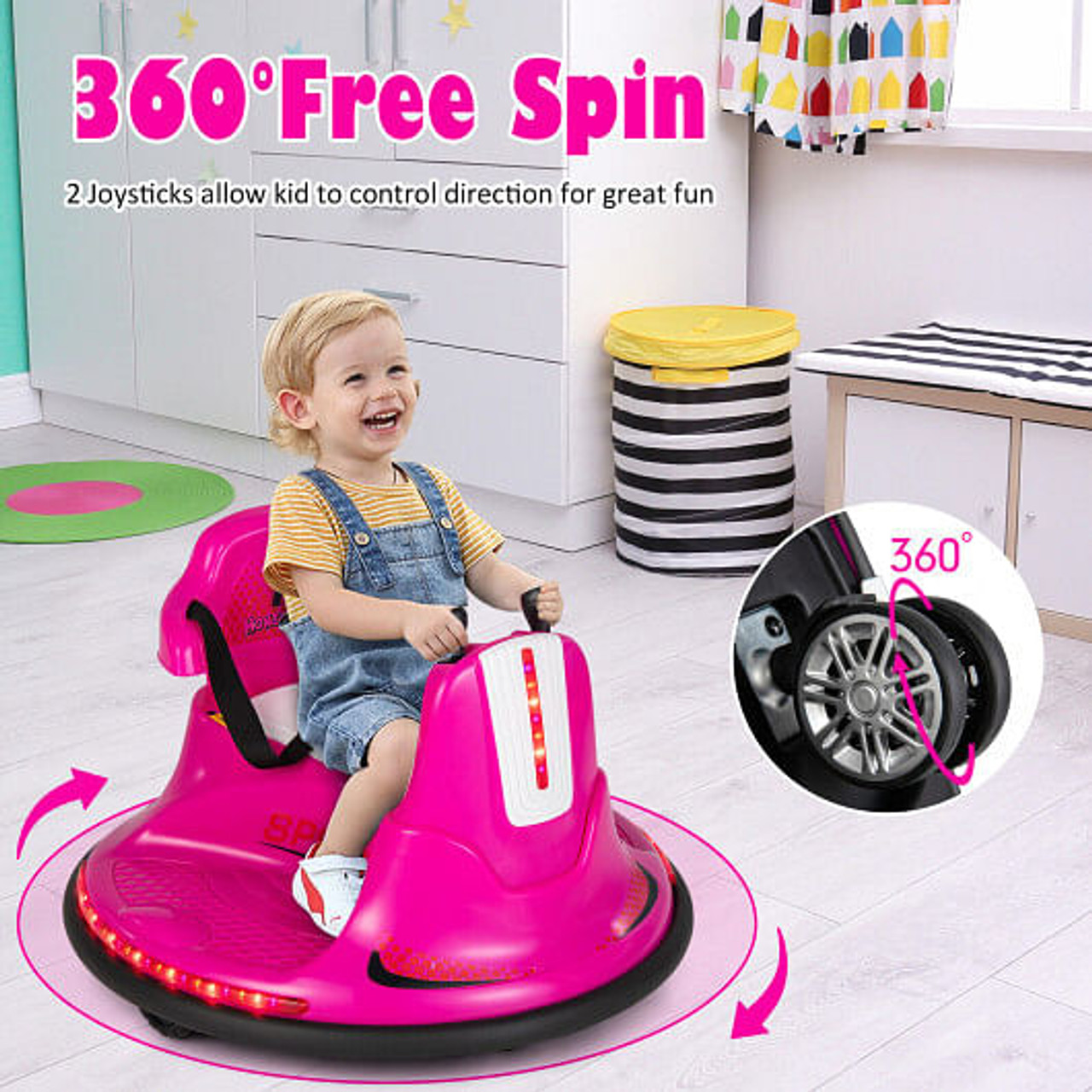 12V Kids Ride On Bumper Car with Remote Control Lights and Music-Blue