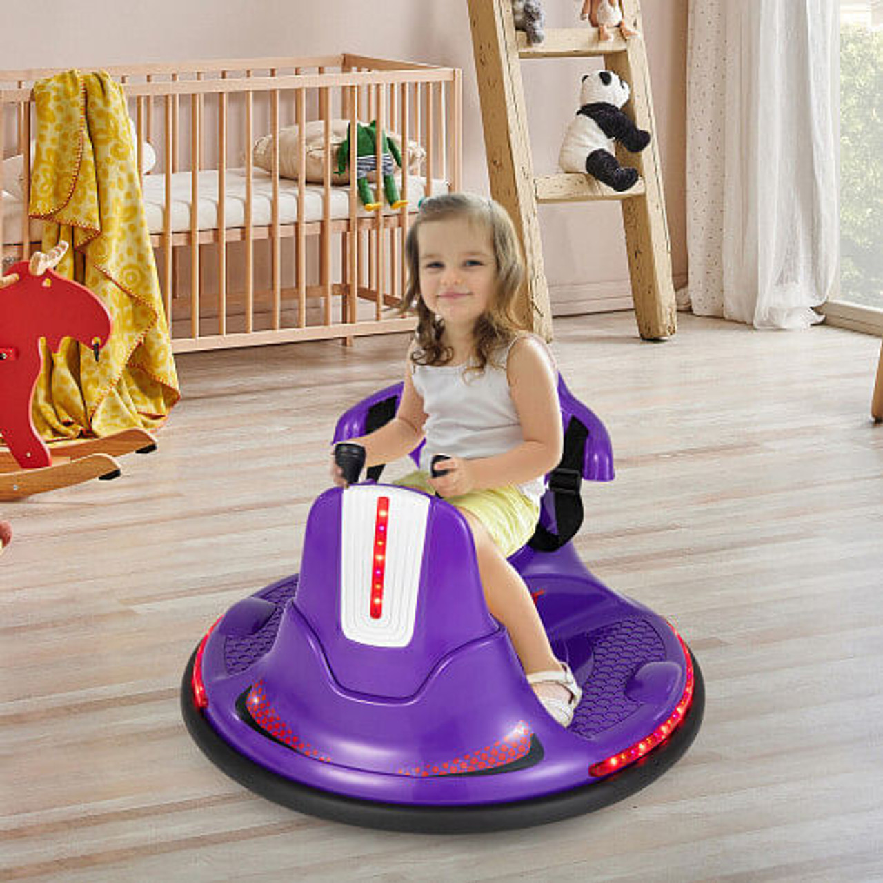 12V Kids Ride On Bumper Car with Remote Control Lights and Music-Blue