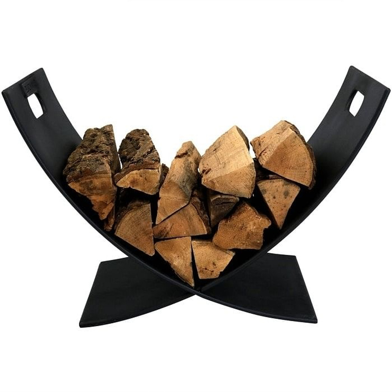 Black Indoor/Outdoor 30 inch Steel Powder Coated Firewood Log Storage Rack