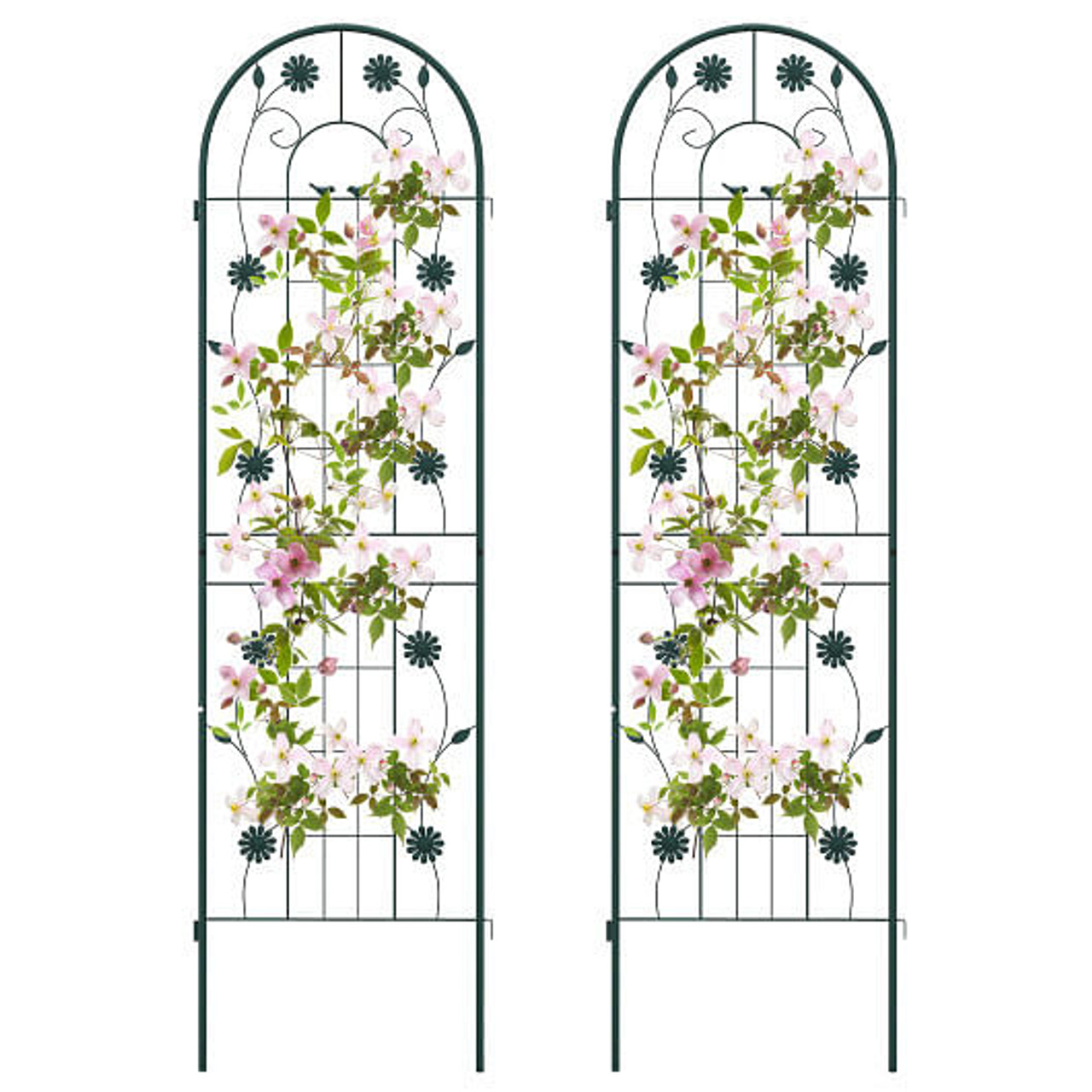2 Pack 71 x 20 Inch Metal Garden Trellis Rustproof Plant Support for Climbing Plants-White