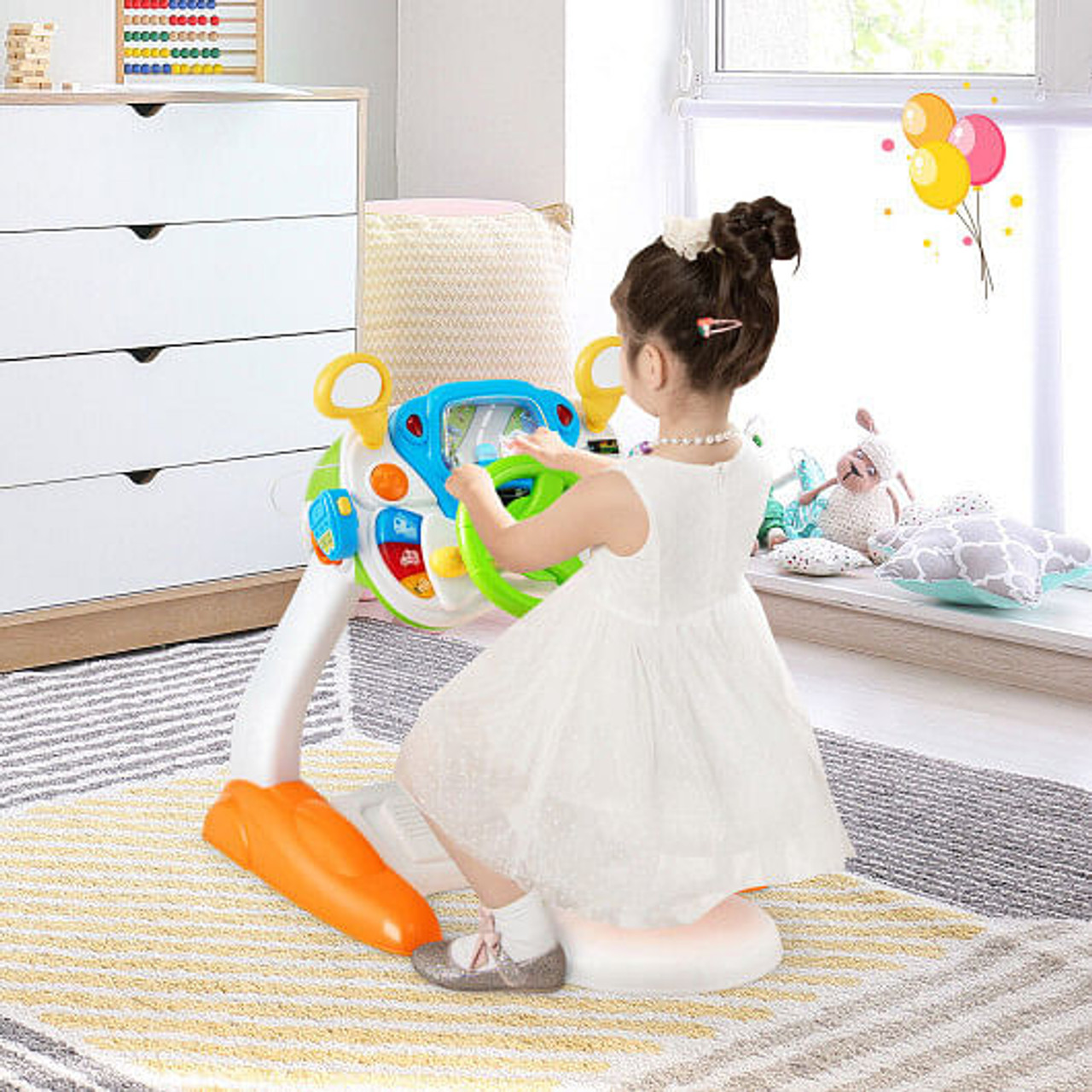 Kids Steering Wheel Pretend Play Toy Set with Lights and Sounds
