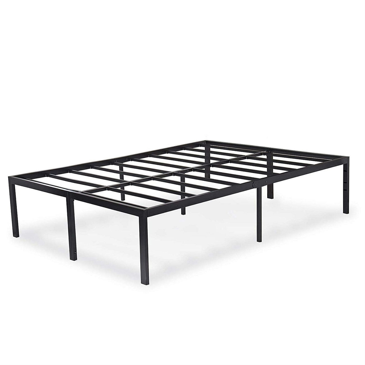 Queen 18-inch High Rise Heavy Duty Black Metal Platform Bed Frame