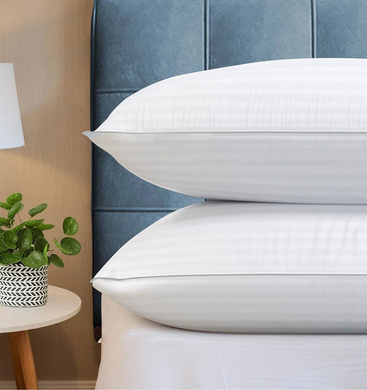 Set of 2 Machine Washable Down Alternative Bed Pillow with Cotton Cover - Queen Set of 2 Machine Washable Down Alternative Bed Pillow with Cotton Cover - Queen