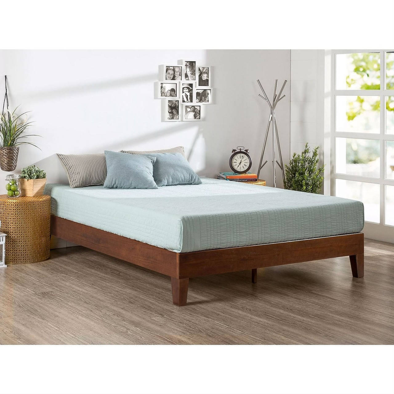 Twin size Solid Wood Platform Bed Frame in Espresso Finish