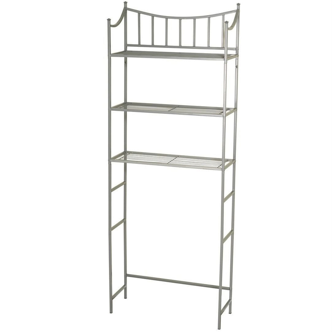 Bathroom Space Saving Over the Toilet Linen Tower Shelving Unit in Nickel Finish