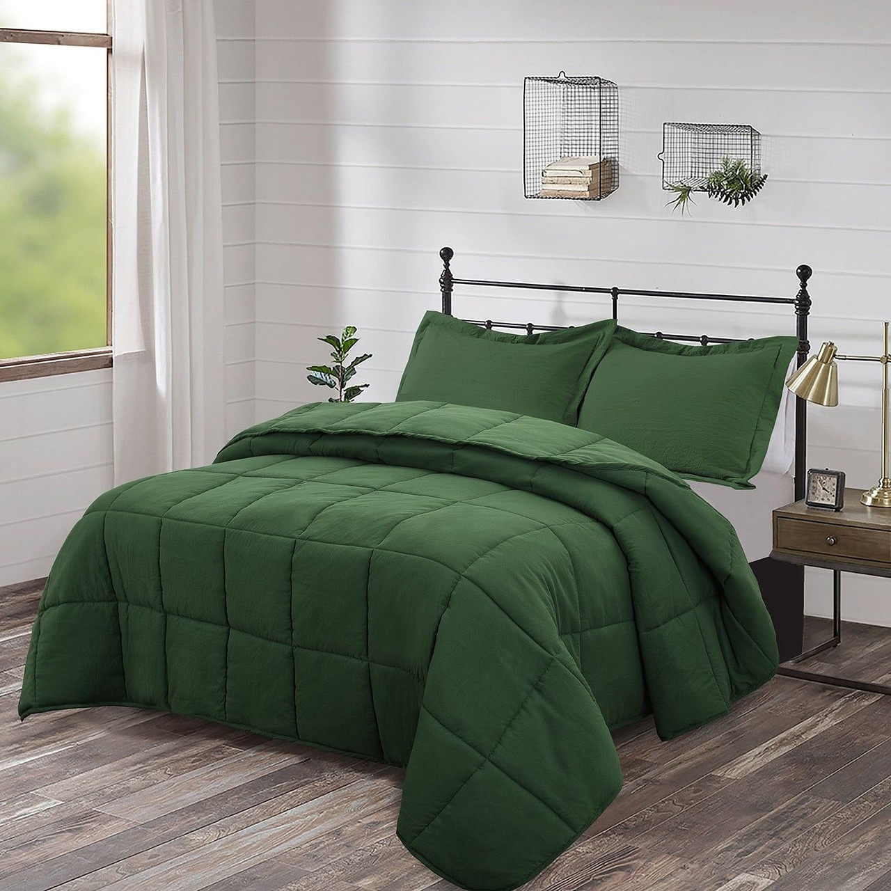 Twin Size Green 3 Piece Microfiber Reversible Comforter Set Twin Size Green 3 Piece Microfiber Reversible Comforter Set