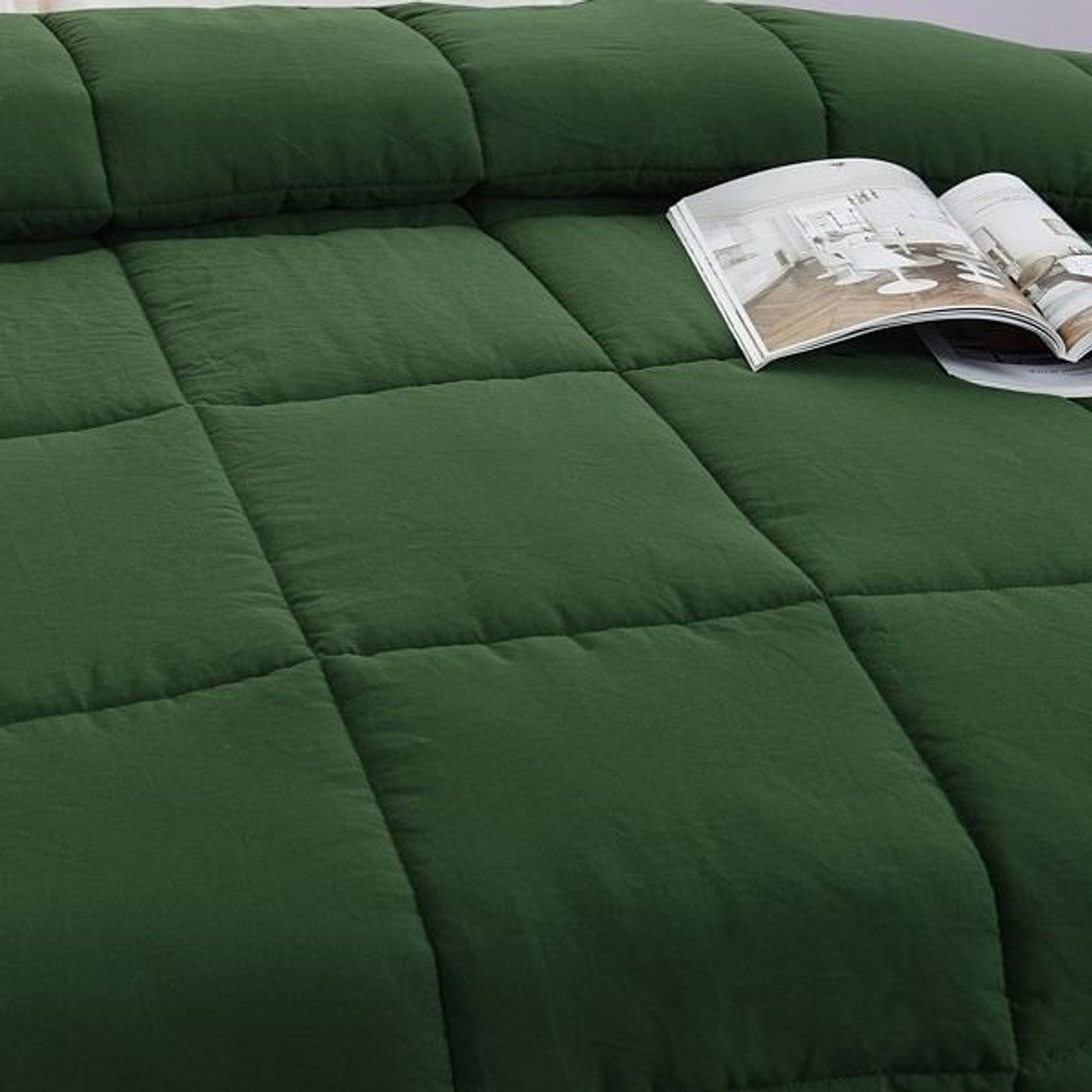 Queen Size Green 3 Piece Microfiber Reversible Comforter Set Queen Size Green 3 Piece Microfiber Reversible Comforter Set