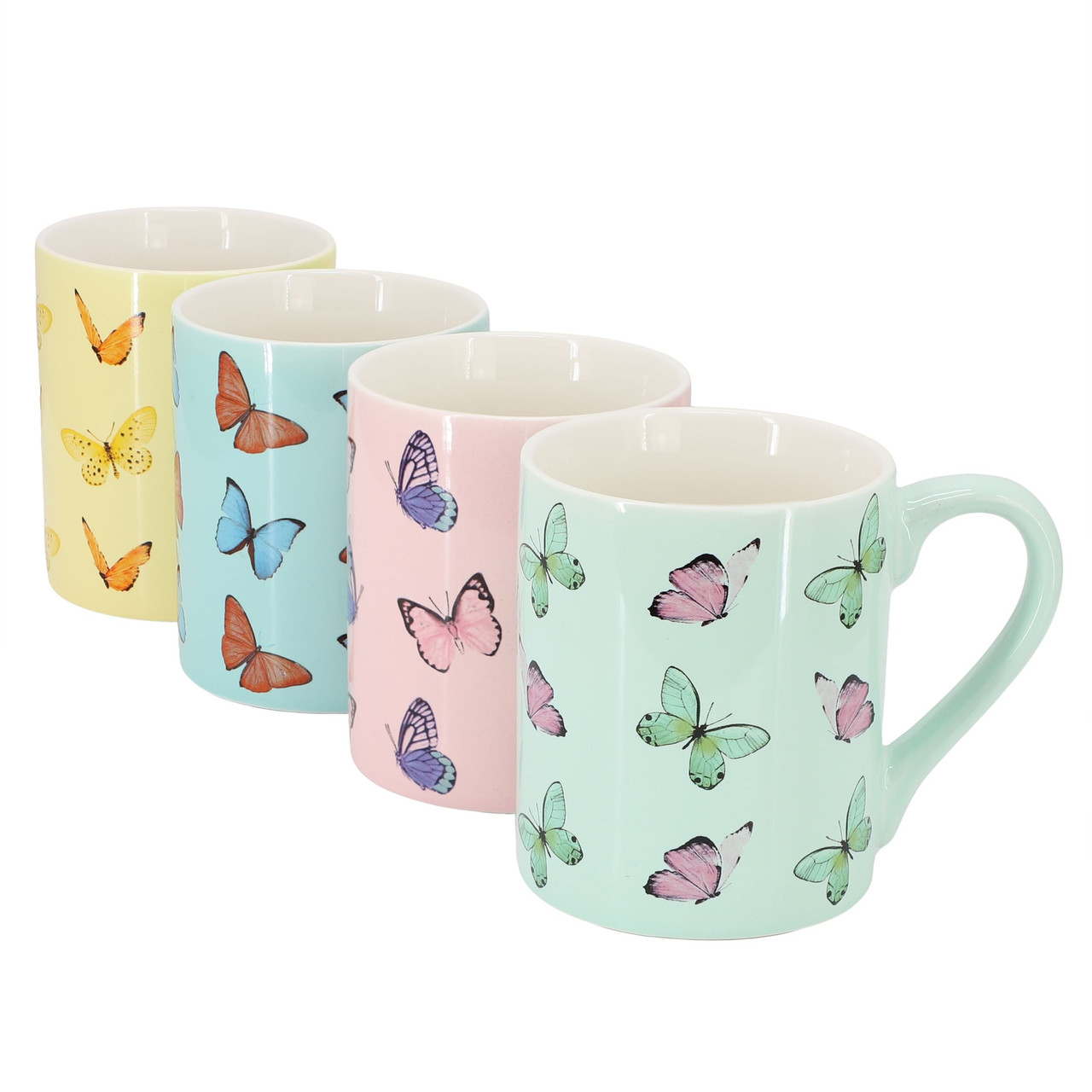 Gibson Home Butterfly Pop 4 Piece 18 Ounce Stoneware Mug Set in Assorted Colors Gibson Home Butterfly Pop 4 Piece 18 Ounce Stoneware Mug Set in Assorted Colors