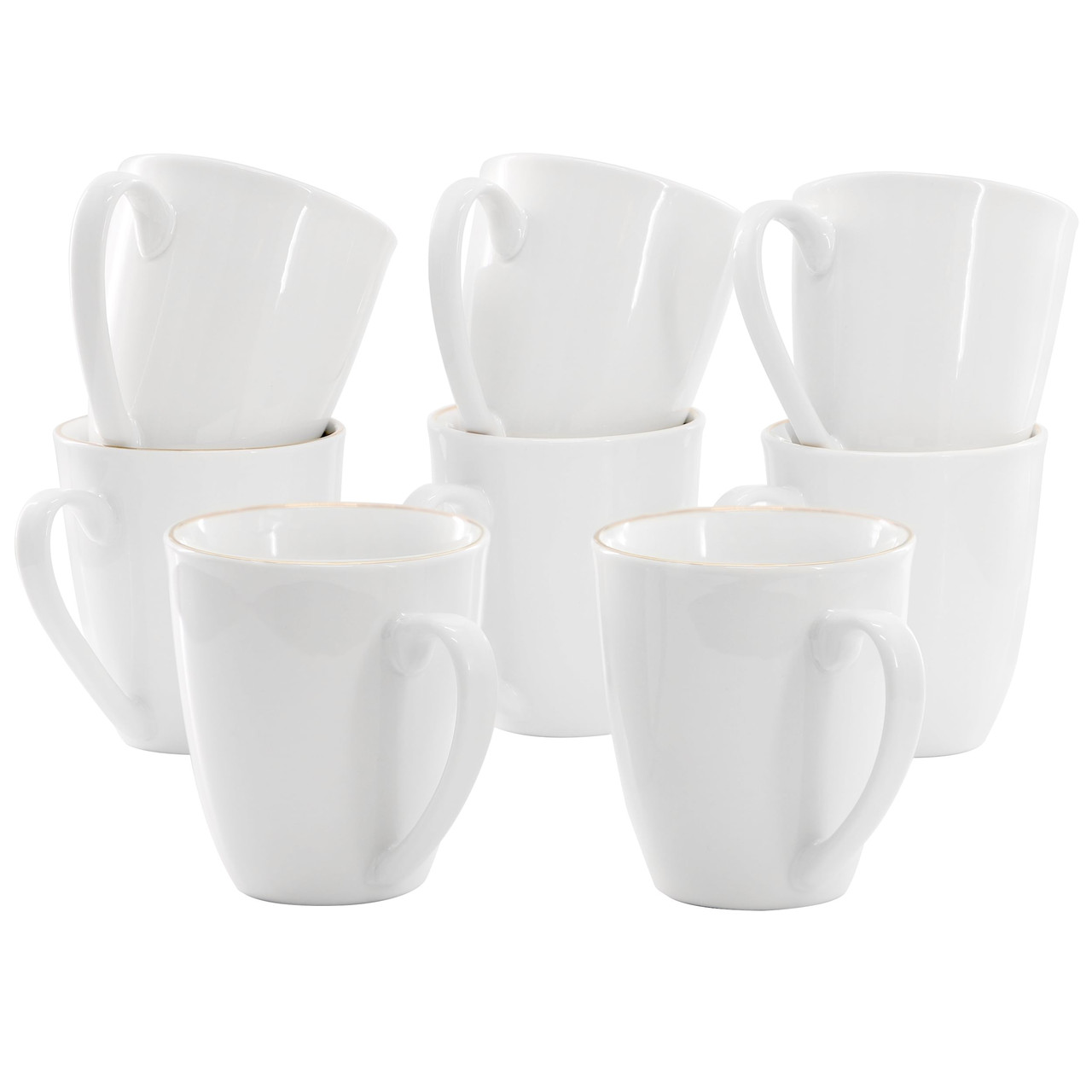 Gibson Home Ogalla 8 Piece 12 Ounce Gold Banded Fine Ceramic Mug Set