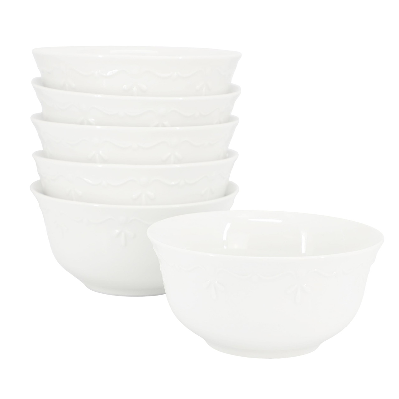 Elama Henryi 6 Piece 6.1 Inch Porcelain Bowl Set in White