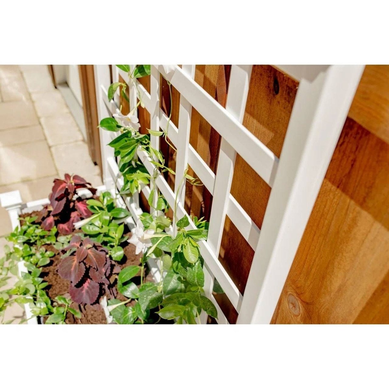 Outdoor White Vinyl Garden Planter Box with Trellis Outdoor White Vinyl Garden Planter Box with Trellis