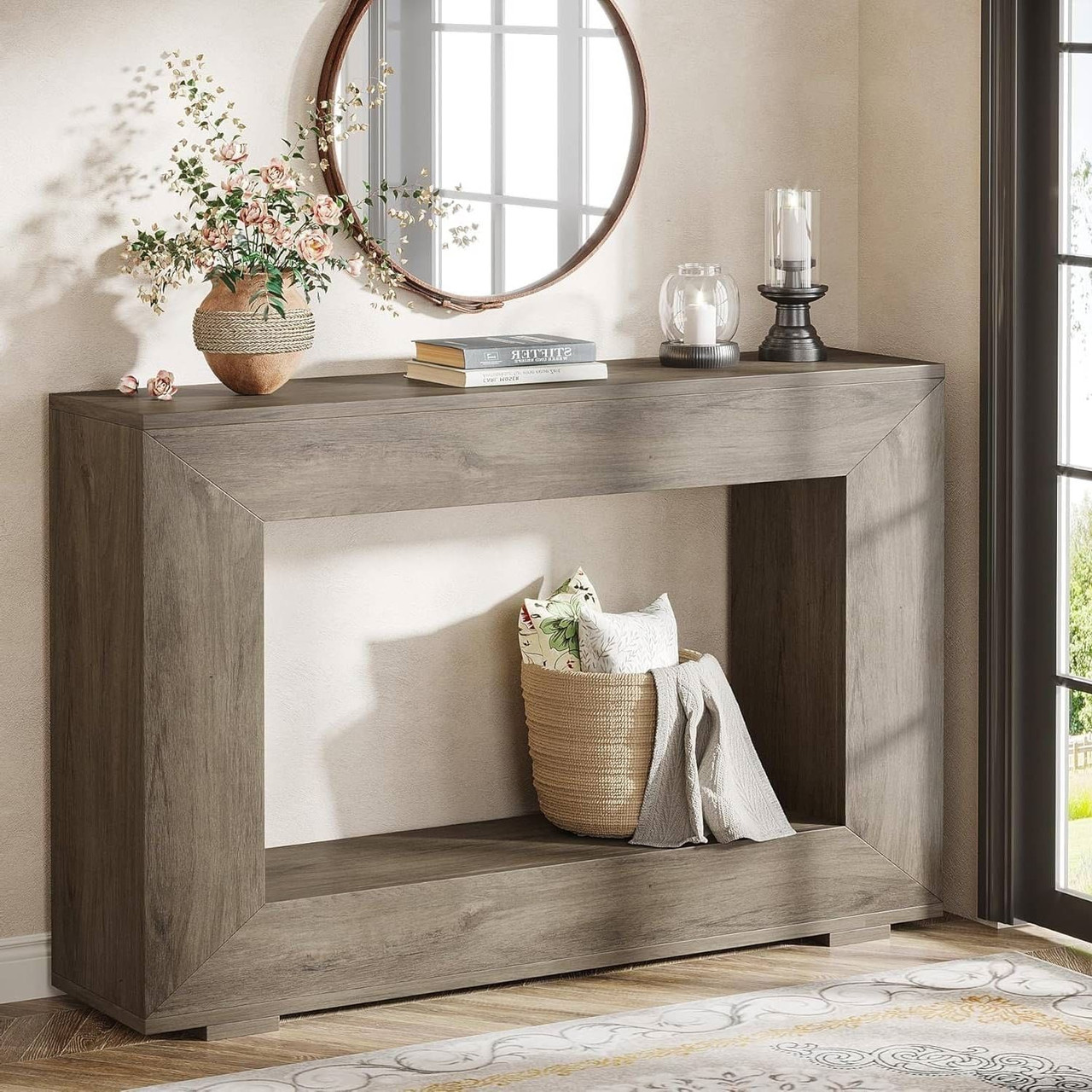 Modern Farmhouse 47-inch Long Entryway / Console Table in Grey Wood Finish Modern Farmhouse 47-inch Long Entryway / Console Table in Grey Wood Finish