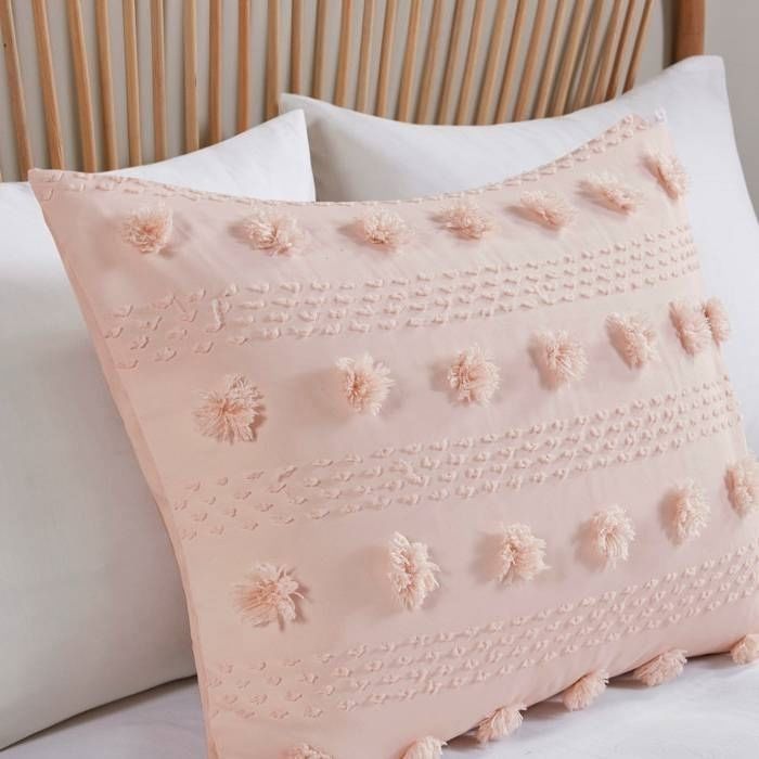 Full/Queen 3-Piece Pink Pompom Microfiber Comforter Set