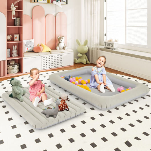 Inflatable Toddler Travel Bed with Electric Pump and Raised Bed Rails-Blue