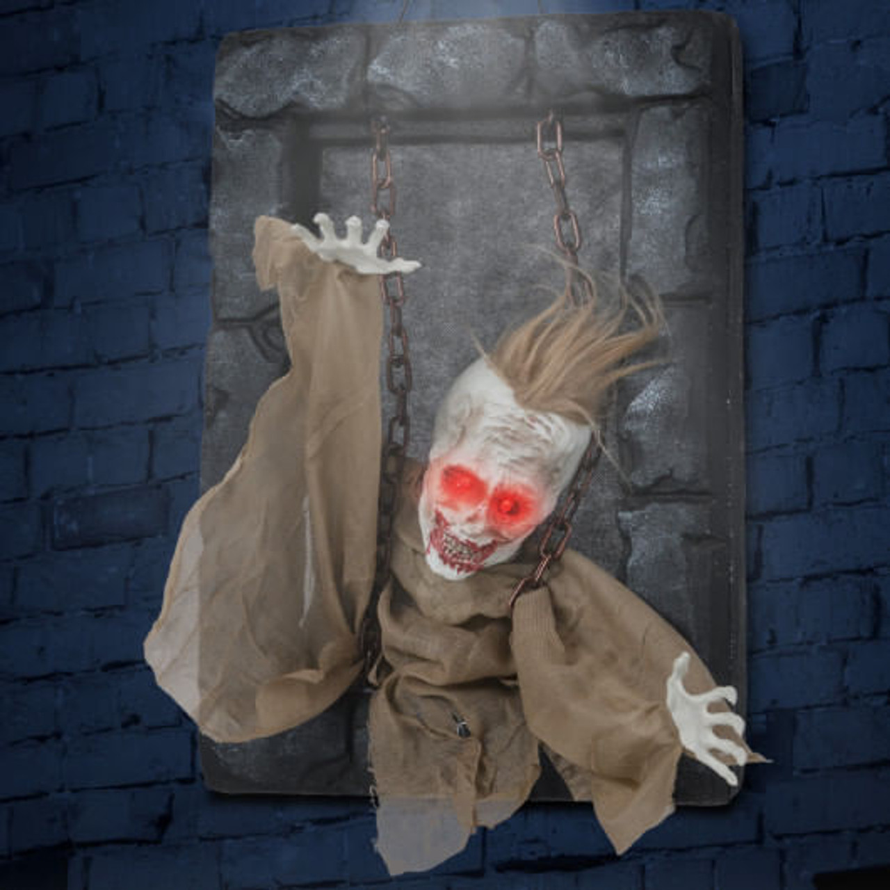 Halloween Hanging Animated Zombie Prisoner Decoration Sound-Activated