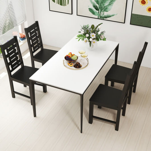 Wooden Dining Chair Set of 2 Solid Rubber Wood Kitchen Chairs-White