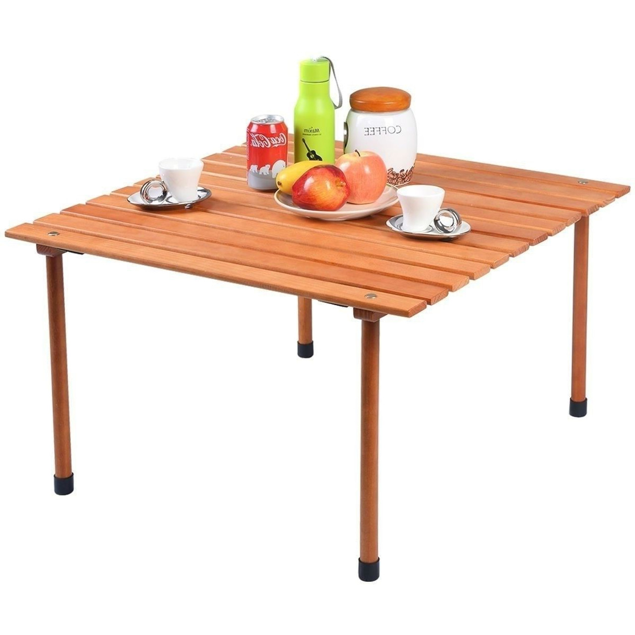 Outdoor Portable Roll-Up Folding Wood Patio Table with Carry Bag Outdoor Portable Roll-Up Folding Wood Patio Table with Carry Bag