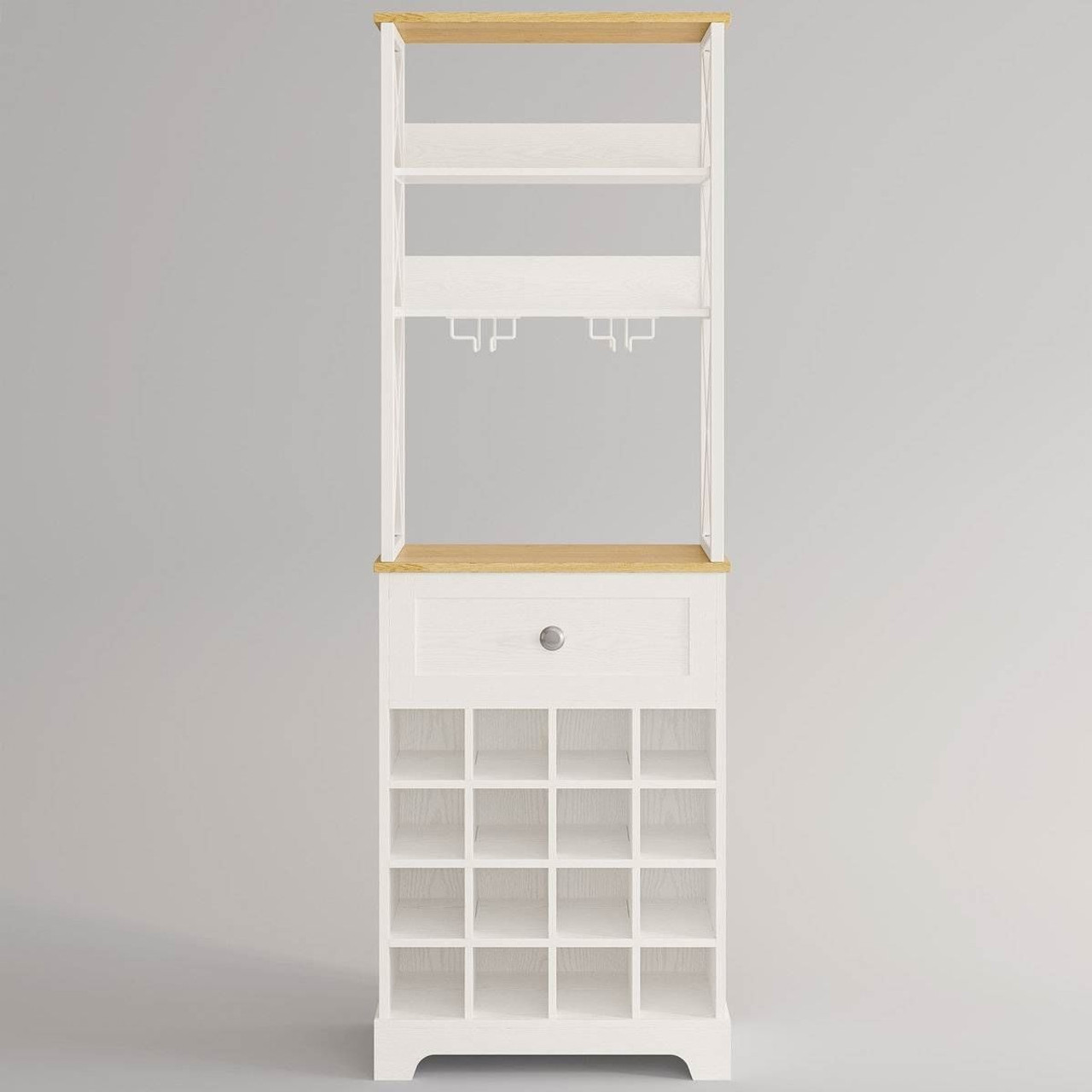 White/Natural Wine Bottle & Glass Rack Cabinet Bar Storage White/Natural Wine Bottle & Glass Rack Cabinet Bar Storage