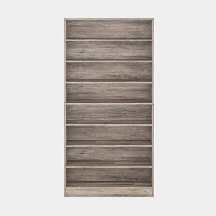 8-Shelf Shoe Rack Storage Cabinet in Grey Wood Finish - Holds Up To 45 Pairs