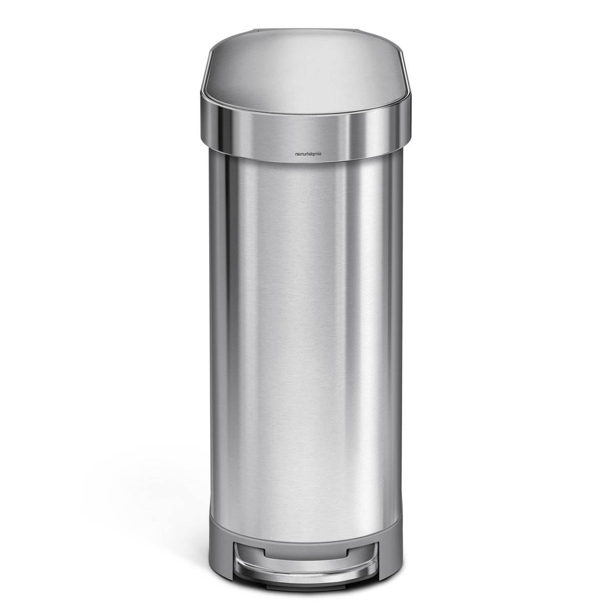 Stainless Steel 12-Gallon Narrow Kitchen Trash Can with Easy Step-on Lid