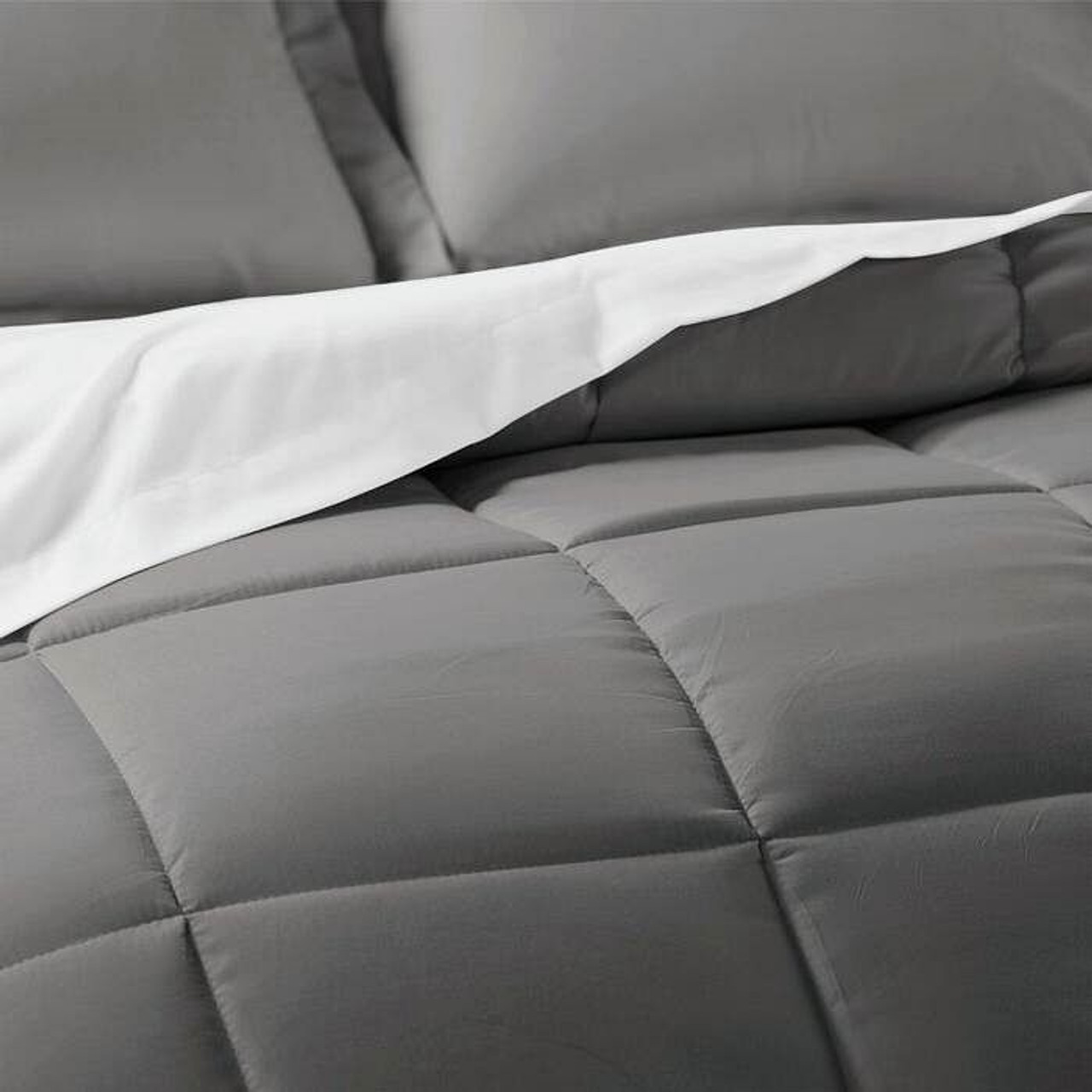 King Size 8-Piece Microfiber Reversible Bed-in-a-Bag Comforter Set in Grey King Size 8-Piece Microfiber Reversible Bed-in-a-Bag Comforter Set in Grey