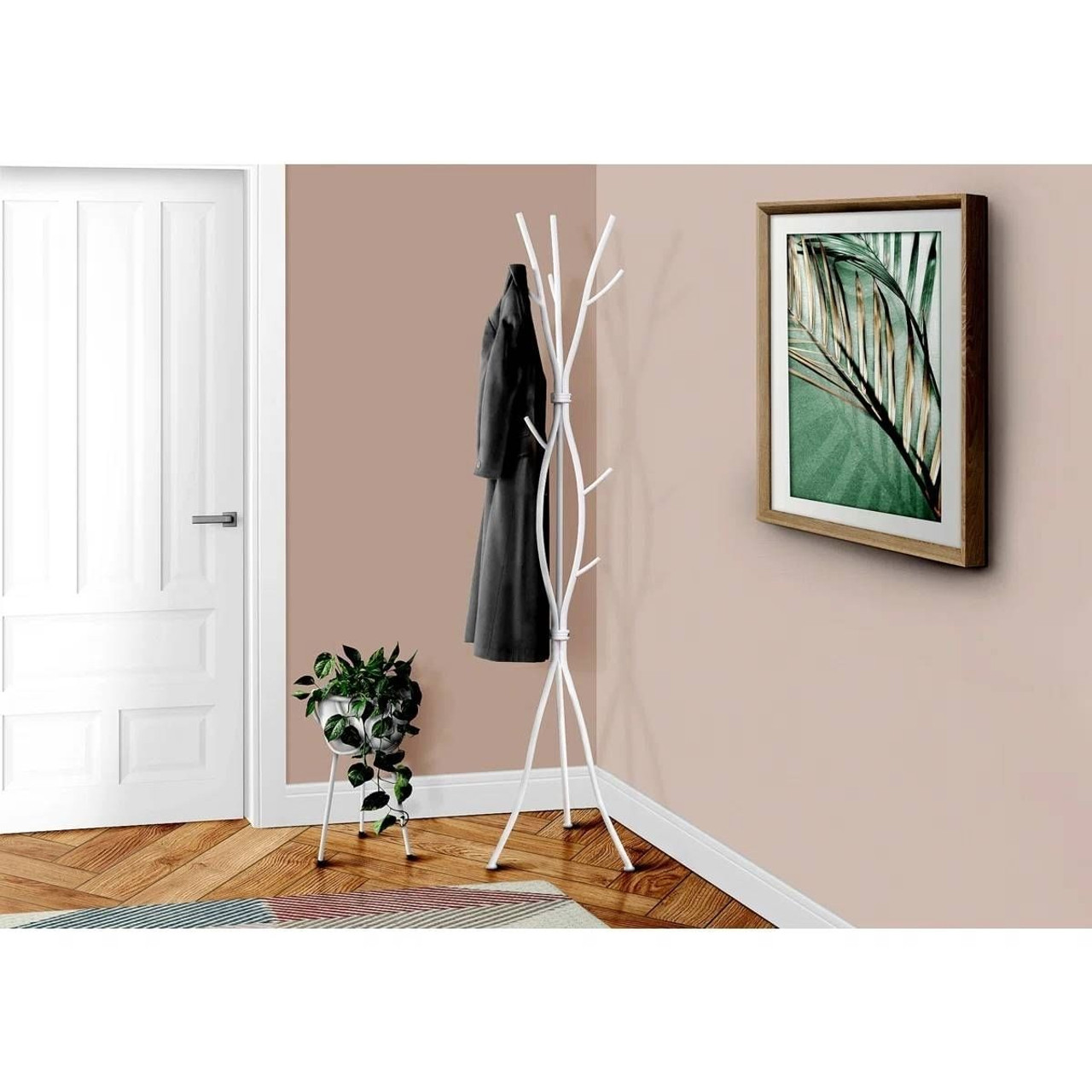 74-inch White Metal Coat Rack Entryway Hall Tree Umbrella Stand 74-inch White Metal Coat Rack Entryway Hall Tree Umbrella Stand