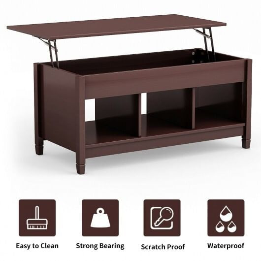 Lift Top Coffee Table with Hidden Storage Compartment-Black