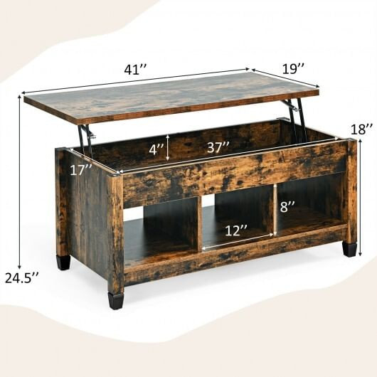 Lift Top Coffee Table with Hidden Storage Compartment-Black