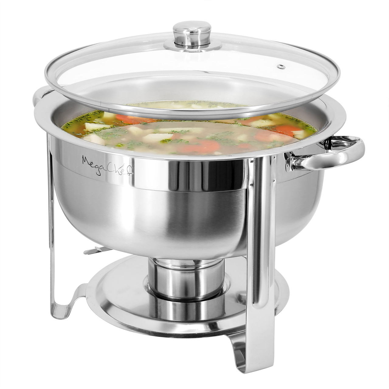 MegaChef 7.9 Quart Round Stainless Steel Professional Chafing Dish/Food Warmer/Buffet Server Servin