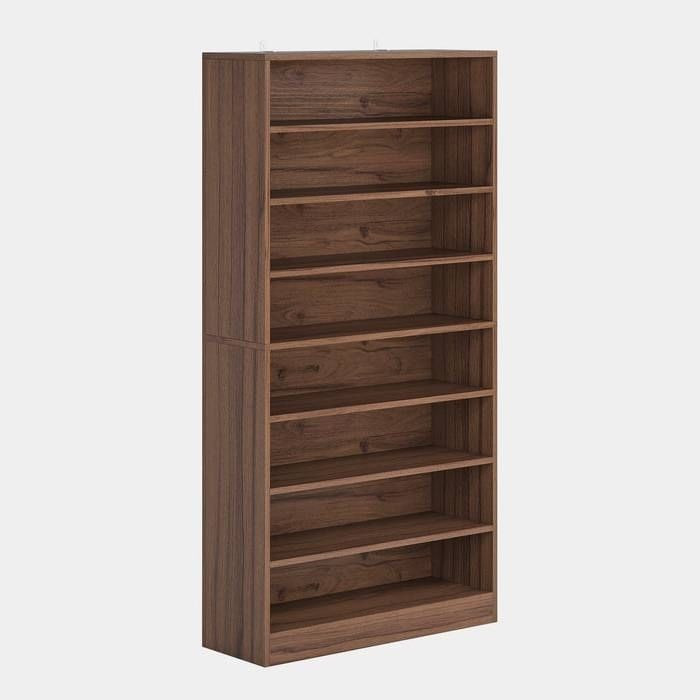 Freestanding 8-Shelf Shoe Rack for Closet Shelving Unit in Brown Wood Finish