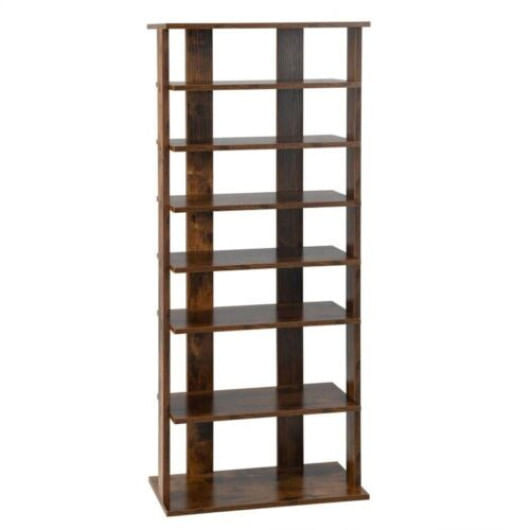 7-Tier Dual Shoe Rack Free Standing Shelves Storage Shelves Concise-Black