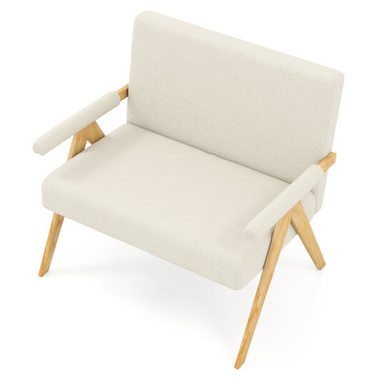 Loveseat Sofa with Armrests and Wooden Legs-Beige