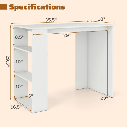 Computer Desk with Bookshelf for Small Space-White