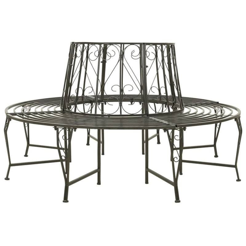 Roundabout Circular Outdoor Garden Tree Bench in Heavy Duty Grey Steel