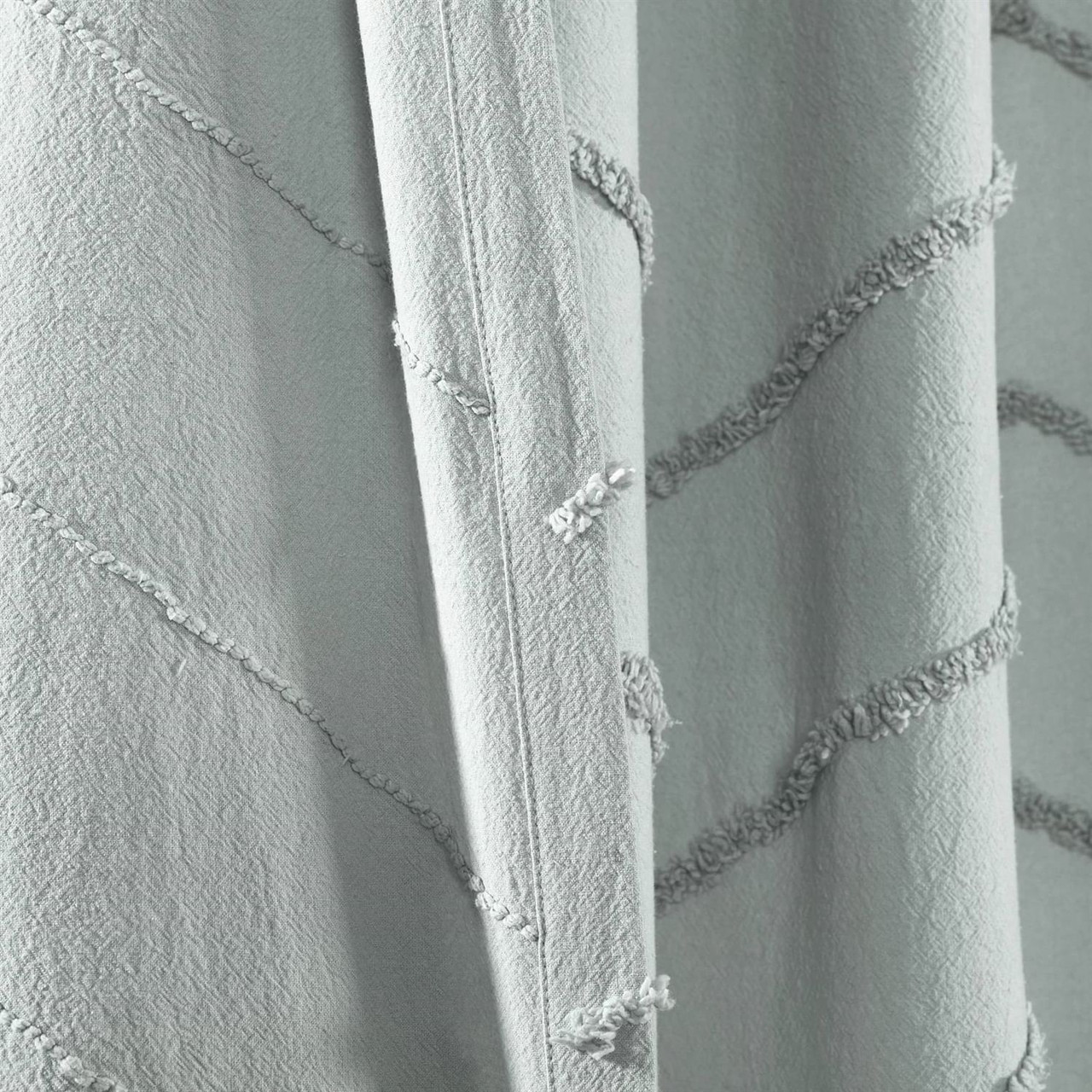 72-inch Pastel Blue Chenille Cotton Shower Curtain with Chevron Pattern Q280-PBCGSC418436792