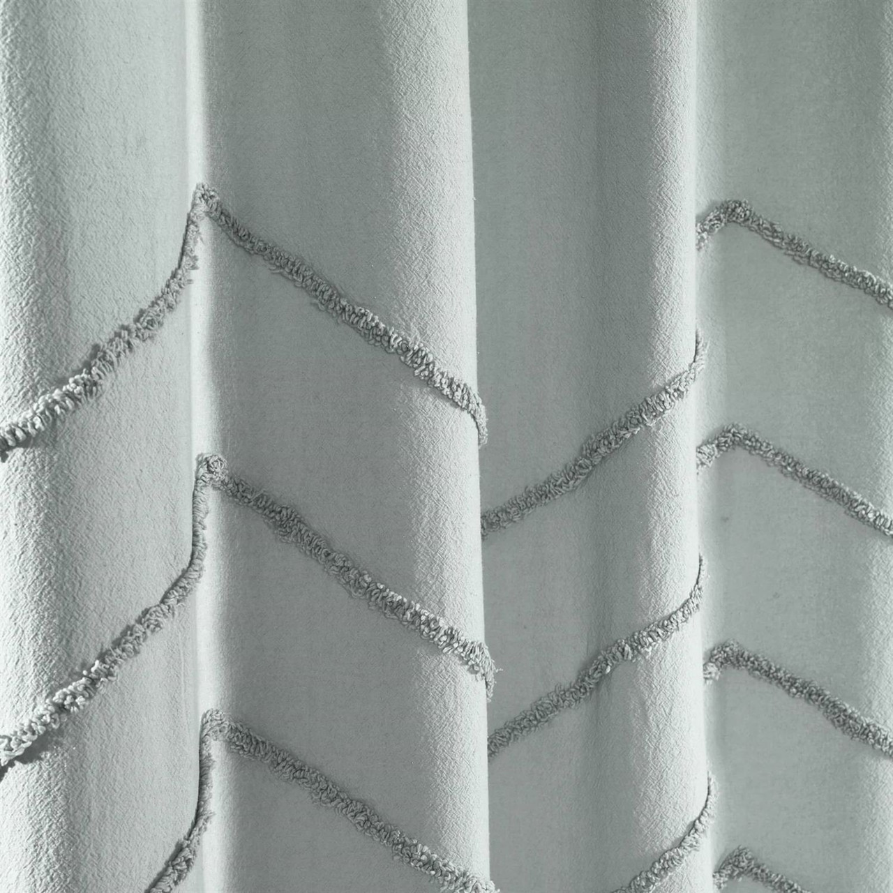 72-inch Pastel Blue Chenille Cotton Shower Curtain with Chevron Pattern Q280-PBCGSC418436792