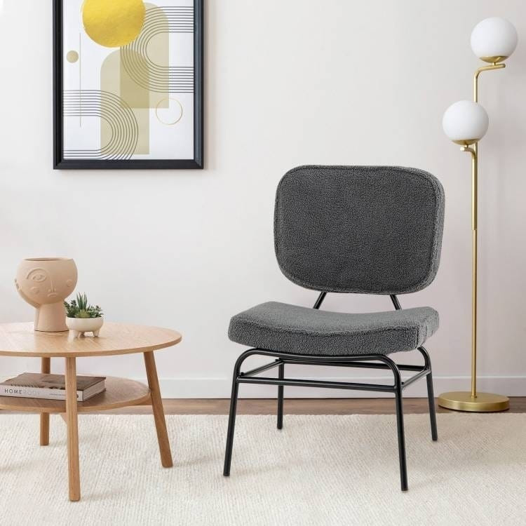 Modern Grey Upholstered Ergonomic Padded Accent Chair