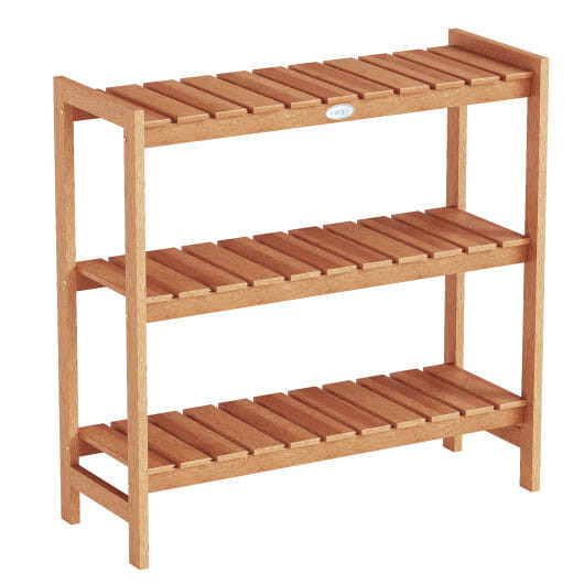 3-Tier Solid Wood Plant Stand with Slatted Shelves