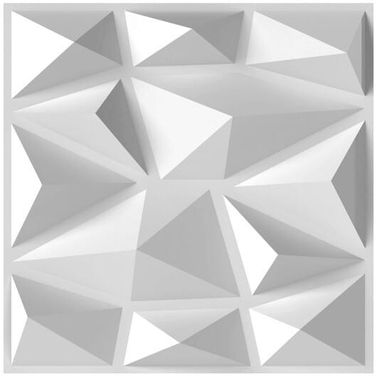 100-Pack 3D Wall Panels 12" x 12" PVC Interior Wall Decoration with Diamond Accent-White